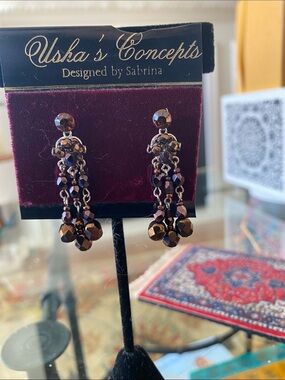 Sabina Brown Faceted Beaded Drop Earrings